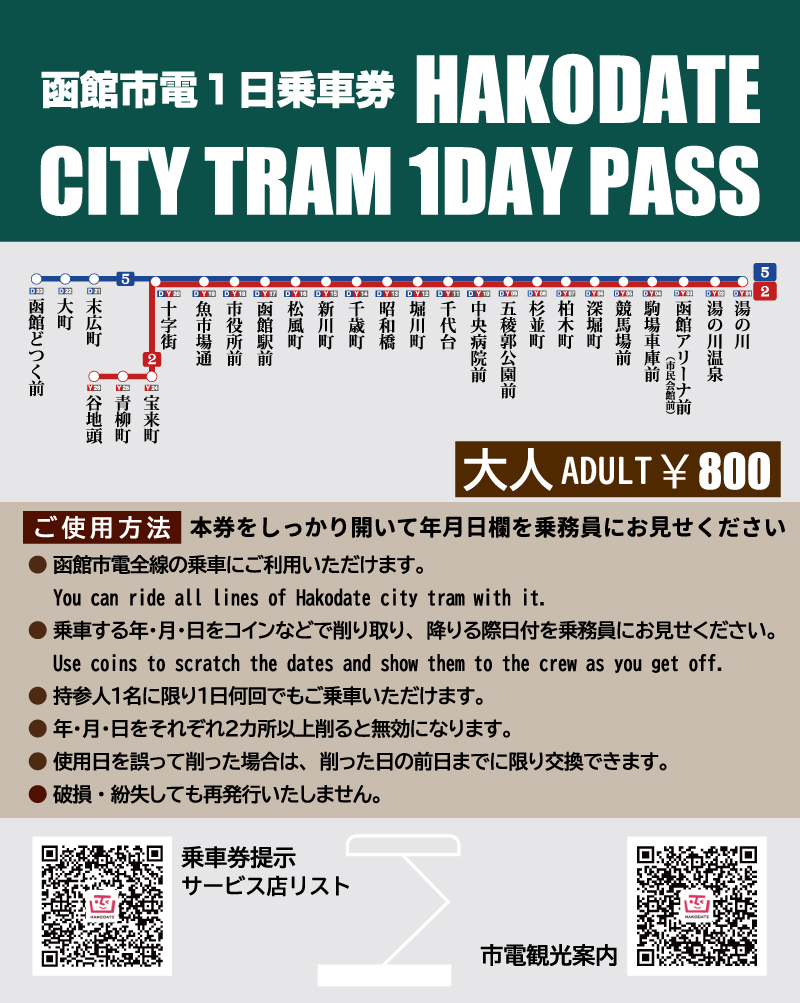 市電１日乗車券・大人用の画像