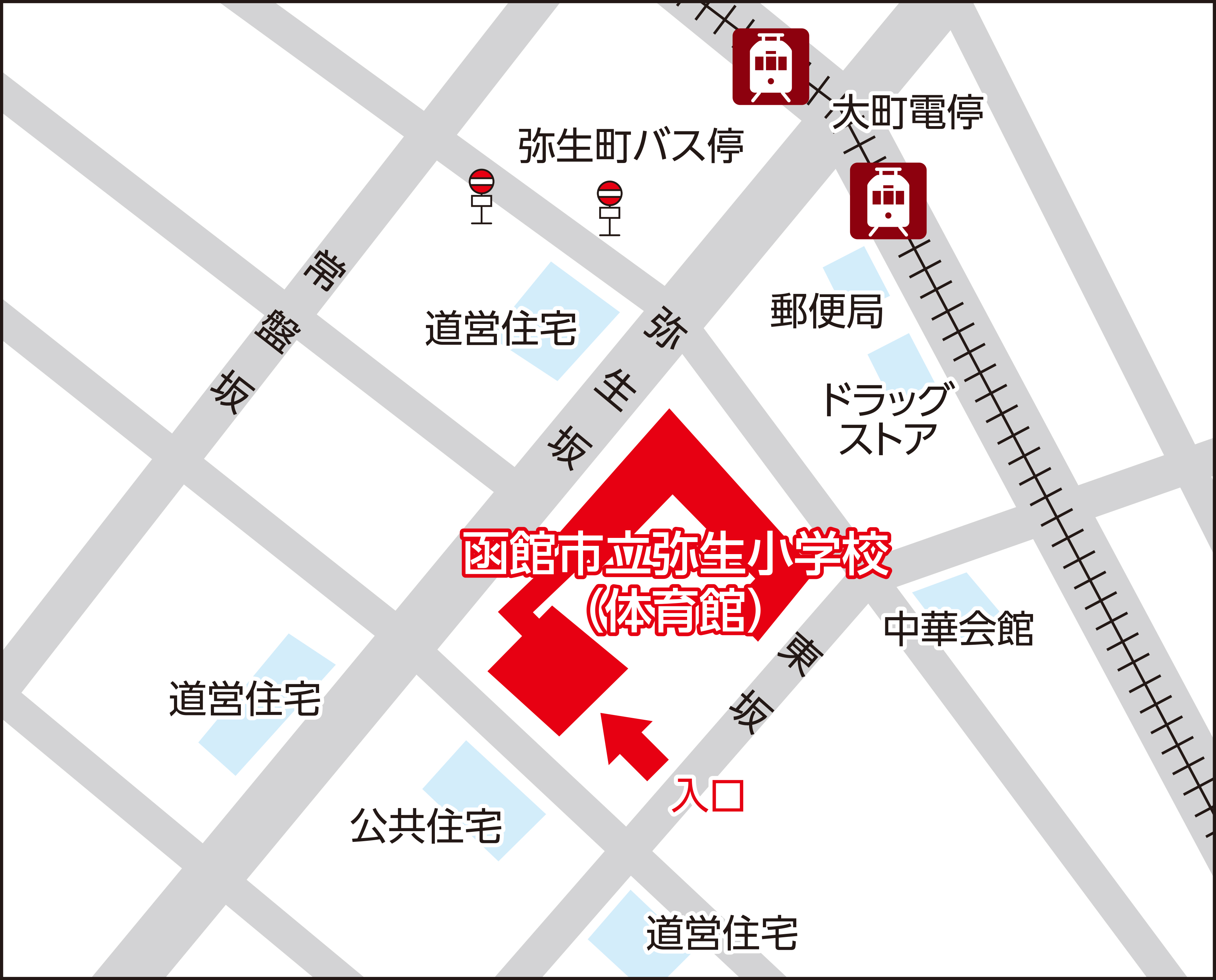 函館市立弥生小学校の地図画像