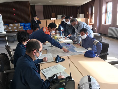 恵山地区災害対策本部の様子