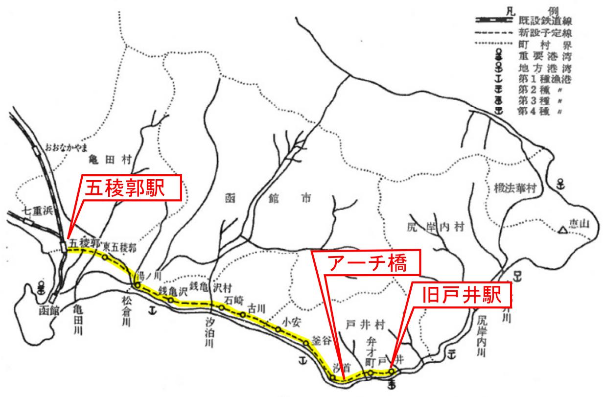 旧戸井線路線図 旧戸井線路線図